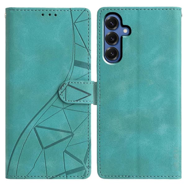 [SC] Wallet Case for Samsung Galaxy A56 5G with Printed Triangle Pattern, Leather, Flip Case Green