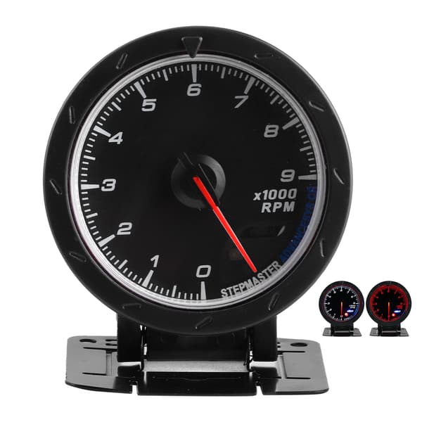 (SC)65mm 12V Automatic Tachometer 0-9000RPM White Red LED Light Pointer Instrument