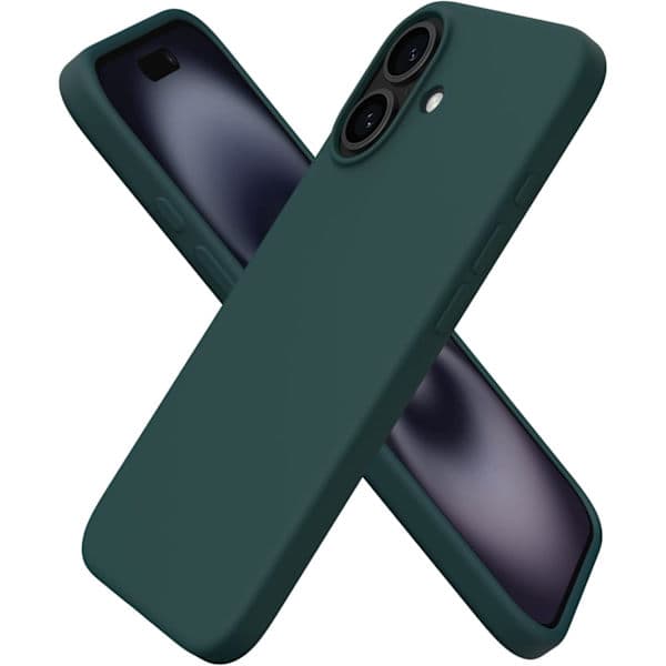 iPhone 16 Case 6.1\", Thin Liquid Silicone 3 Layer Full Coverage Soft Gel Rubber 16 Mobile Phone Case Cover 6.1 inch Olive Green