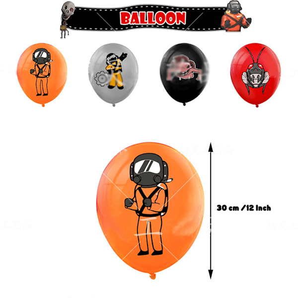 Lethal Company Tema Födelsedagsfest Tillbehör Banner Ballonger Tårtdekorationer Kit