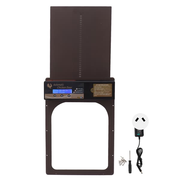 (SC) Automatic IP45 Waterproof Programmable Chicken Coop Door in Aluminum with Timer 100-240V Brown AU Plug