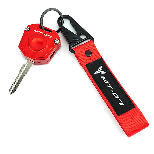 Moottoripyörän CNC-avaimen suojakotelo ja kirjontamerkki avaimenperä Yamahalle MT07 FZ07 MT-07 MT FZ 07 TRACER MT-07 2014-2023 2022 Red 1 set