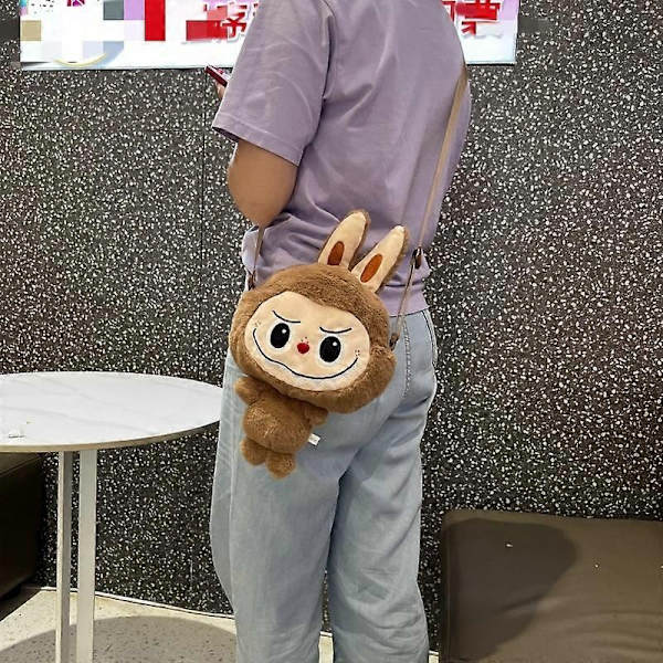 Söt Labubu Crossbody Bag - Perfekt Light brown