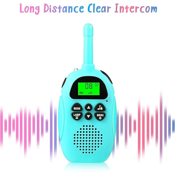Latautuva Walkie Talkie 2-pakkaus (vaaleanpunainen, sininen), lapsille 3 km kantama
