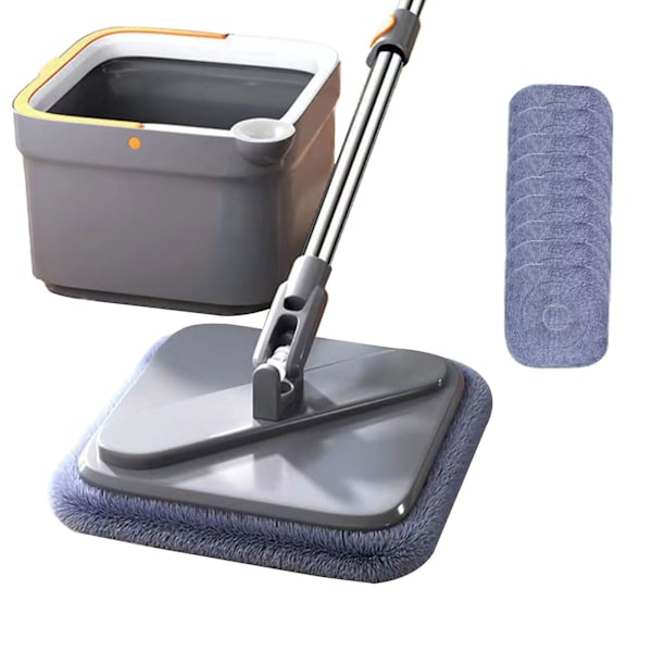 Mop-ämpäri ja pyörivä lattiamop, 360 asteen itsepuhdistuva pyörivä mop, 100% uusi 9pcs Cloth