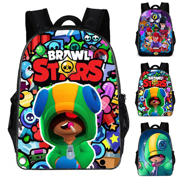 Brawl Stars Student School Backpack Stor Kapacitet Full Print Ryggsäck Påsk Present A