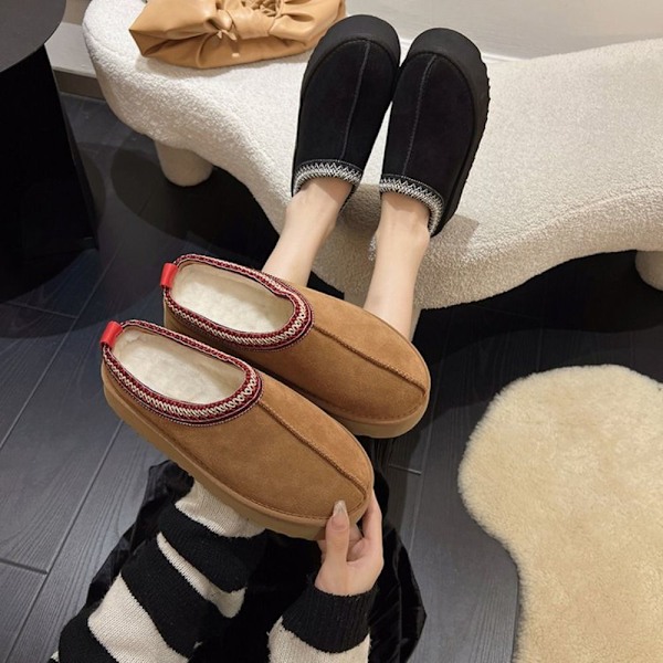 Plattformsko med fleece Flotte tøfler KHAKI 41 Khaki Khaki 41
