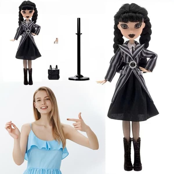 (SC) Monster High School Wednesday Doll with Accessories - Doll Stand, Bag, Extra Hands