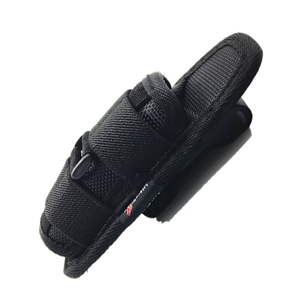 Tactical flashlight holster pouch for belt with rotating clip to