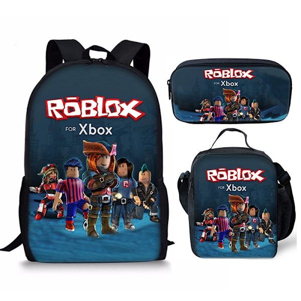 Roblox Ryggsäck Skolväskor Resväskor 3set - Julgåva Barn - Present blå blue