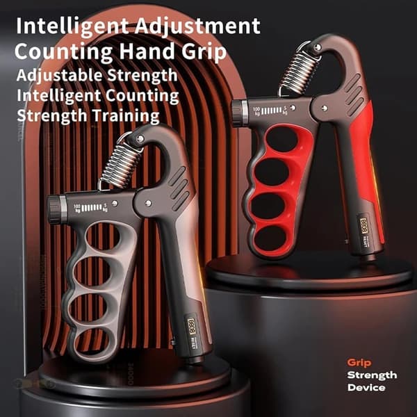 [SC] Hand Trainer 1/2-pack - Adjustable 5-100kg Grip Trainer, Grip Trainer with Counter Orange Orange 2pcs