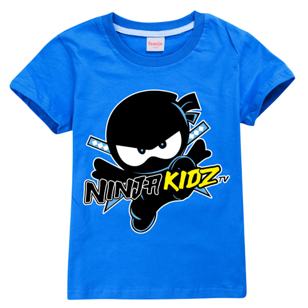 Ninja Kids Printed T-Shirt Kids Boys Short Sleeve Tops Blu