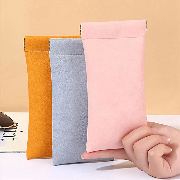 Fodral 4-pack, fodral för kvinnor män, PU mjuka glasögonfodral fodral bärbara [DB]