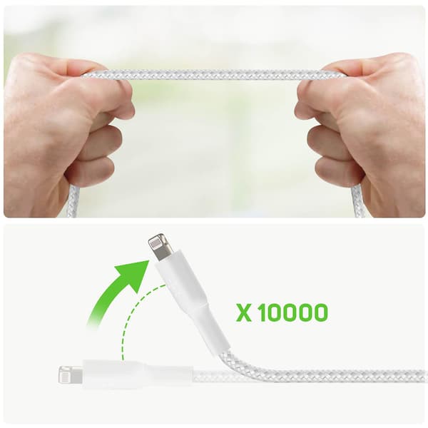 (SC)USB to Lightning MFI Cable 18W Braided 3m Charging and Sync Belkin White