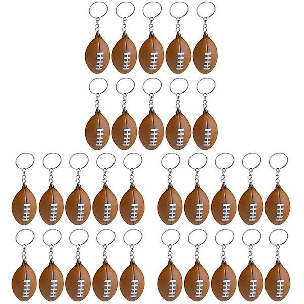 30 Pcs American Football Key Rings Rugby Pu Key Ring Souvenirs Pendants Toys for Kids (Brown)