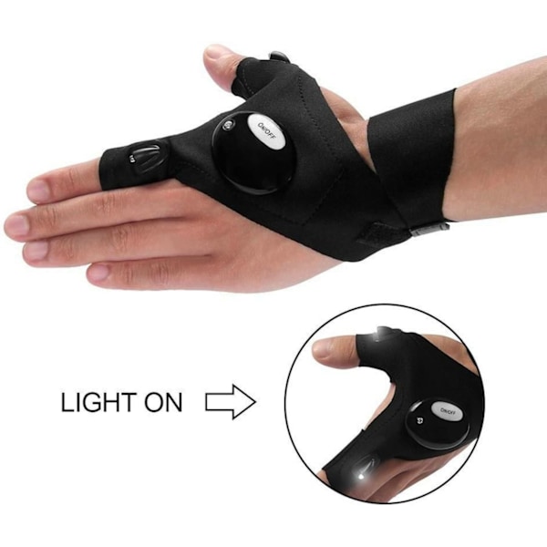 Utomhus fiskehandskar LED ficklampa handskar för reparation