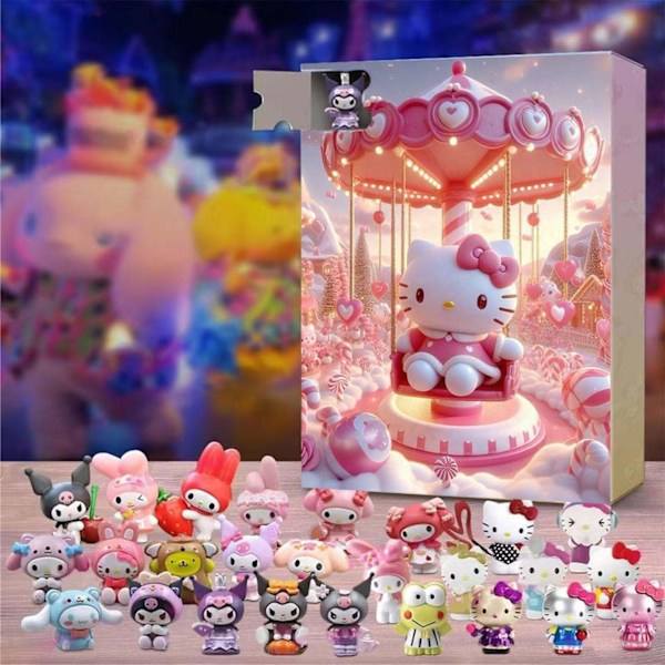 Uusi Sanrio Joulukalenteri, 24 yllätystä, keräilyhahmoja, sokkolaatikkosetti, täydellinen lahja Sanrio new models