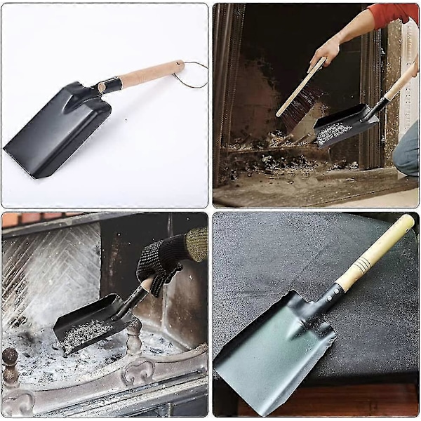 2 stk. Askebøtte for peis, hagespade i jern, kullspade, håndspade, askespade for bålplass, blomsterplanteverktøy for husholdning og gård