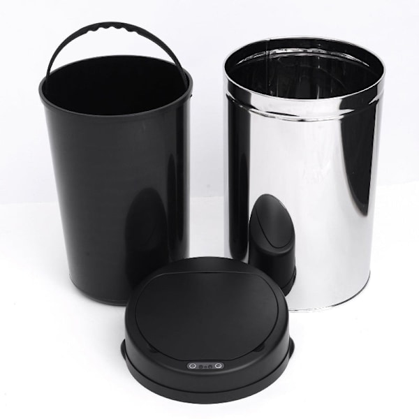 Rootz Rostfri Automatisk Sensor Soptunna - Beröringsfri Avfallstunna - Rörelsesensor - Hygienisk - Bekväm - Stilren - Ø30,5 x H51,5 cm