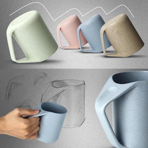 Ympäristöystävällinen ja terveellinen vehnäolkimuki, biohajoava muovimuki vedelle, kahville, maidolle, mehulle, teelle (1 kpl, 390 ml) (4 mukia)