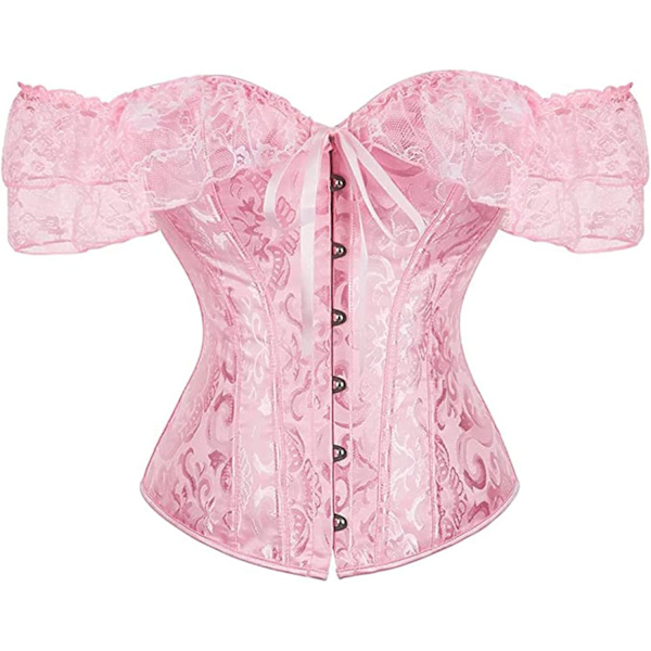 ssa Naisten Kukallinen Pitsi Olkapäältä Avautuva Korsetti Bustier Luumainen Ylirintainen Korsetti Bodyshaper Alusvaate Yläosa Vaaleanpunainen 3X-Suuri