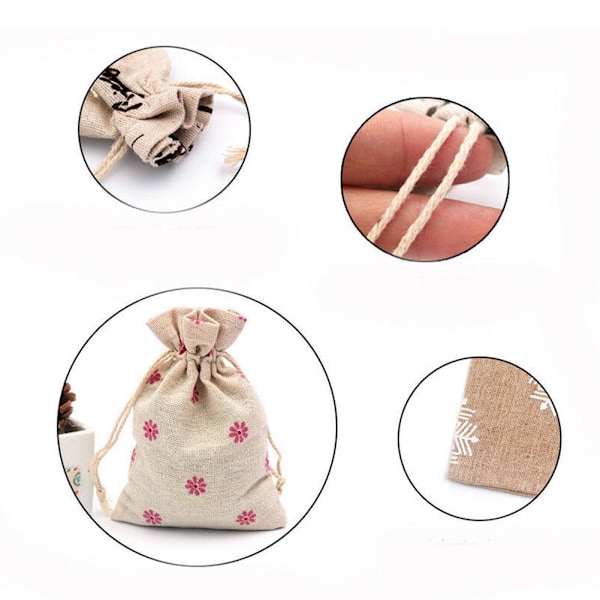 10×14cm Trykt Bomullspose Oppbevaringspose for Dagligvarer Ju Random ColorA 10×14cm 20pcs