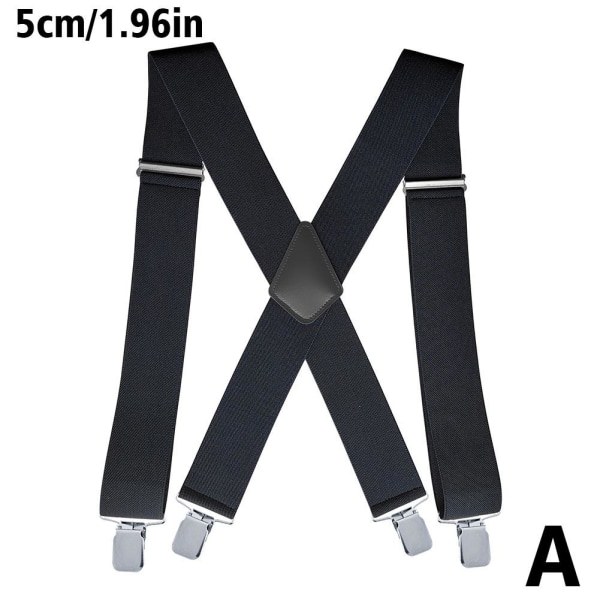 Black Adjustable Suspenders Mens Unisex Pants Elastic Sch Black Oen Size