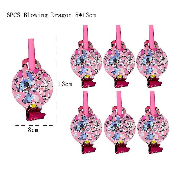 Rosa söm dekoration för födelsedagsfest Lilo och Stitch tema bordsartiklar ängel ballong tallrikar koppar tillbehör för barn flickor hög kvalitet