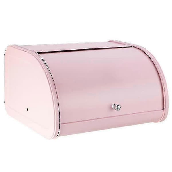 (SC) Metal Bread Box, Kitchen Storage Container with Roll Top, Kitchen Utensil Storage Pink