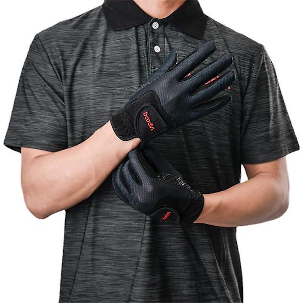 Udendørs ridehandsker holdbare anti-slip fuldfingrede ridehandsker polo hestevæddeløbshandsker Sort og grå Black and gray S/m