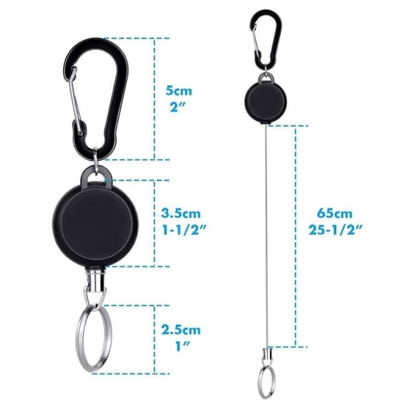 2-pack nyckelring utdragbar med jojo-funktion och snöre Svart