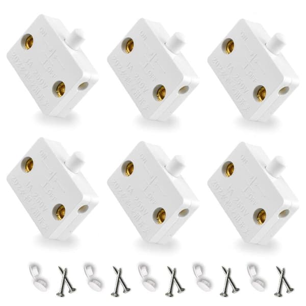 Automatic Light Switch Door Cabinet Momentary Switches 6 Pcs Cabinet Doors Cupboard Switch White