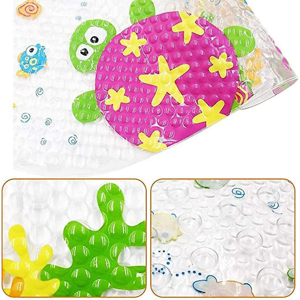 Badekar Matte - Tegneserie Badematte for Baby, Sklisikker Badematte og Muggbestandig Dusjmatte med Sterke Sugekopper for Baby Barn