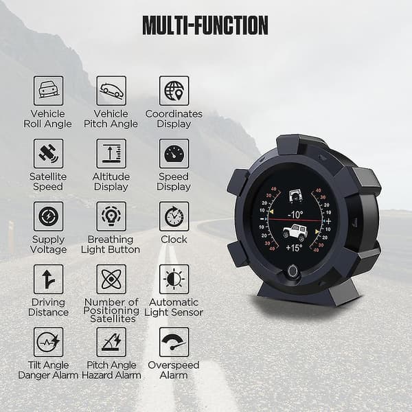 (SC) För Jimny GPS Inclinometer Bil Pitch Tilt Höjd Bredd Längd