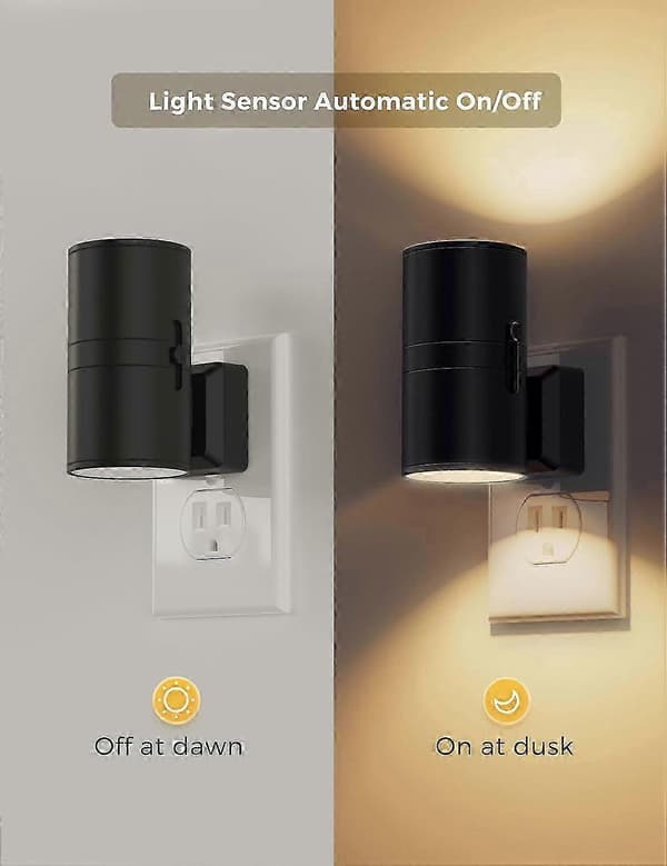 (SC)2-pack LED Night Light, Modern Wall Socket Night Light, Dusk Sensor, Soft White 3000K, 0-100LM Adjustable Brightness, Dimmable Night Light