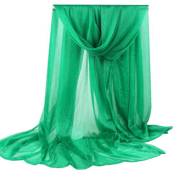 Kvinnor Chiffon Stor Scarf Sommar Strand Sjal Huvud Hals Skydd Wraps Scarves Mörkgrön Deep green 165*85cm