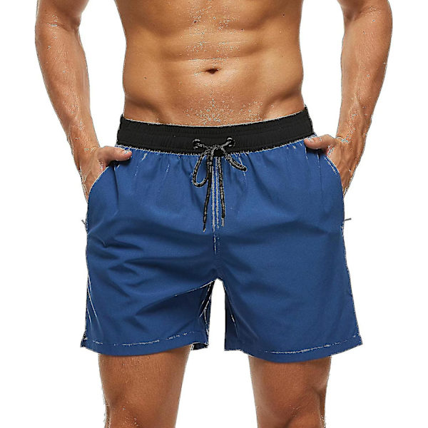Miesten uimahousut vetoketjullisilla taskuilla, vedenpitävät ja nopeasti kuivavat uimapuvut, uimahousut säädettävällä nyörillä, musta ja tummansininen Black Navy Blue L