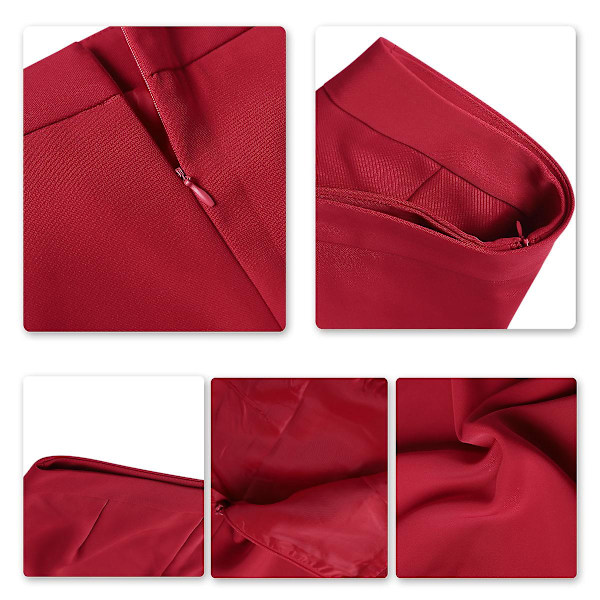 Yynuda Naisten 2-osainen Pöytäkauluskiinteäväri Business Suit Toimisto Lady Slim Professional Dress (takki + hame) Red XL