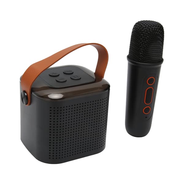 (SC)Karaoke Machine Stereo RGB Light Portable Bluetooth Speaker with 1 Microphone for Home Use Black