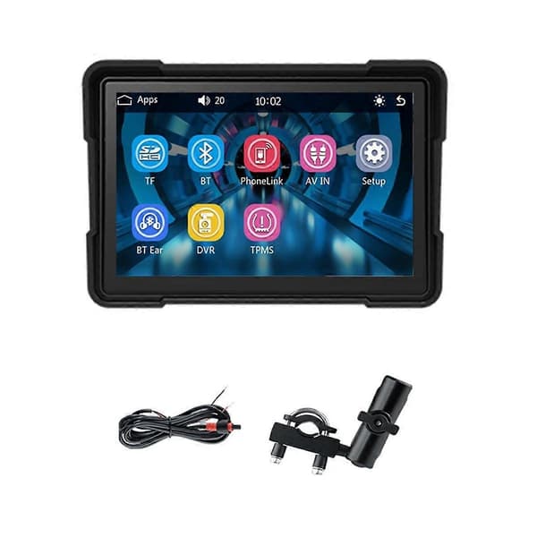 (SC)Motorcycle 5-inch Bluetooth Portable Screen GPS Navigation IP67 Waterproof Wireless Carplay Android Auto MP5 Player