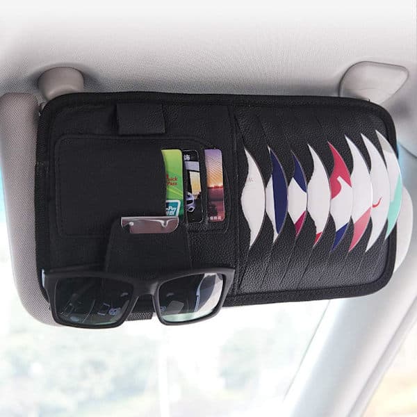 {SC}Car Sun Visor Organizer, Versatile Sun Visor, CD/DVD Holder Storage Bag, Sun Visor Case, CD Holder Wallet Clip, Glasses Frames