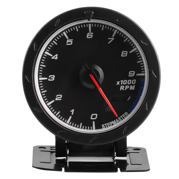 (SC)65mm 12V Automatic Tachometer 0-9000RPM White Red LED Light Pointer Instrument