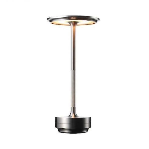 [SC]Cordless Table Lamp Dimmable Waterproof Metal USB Rechargeable Table Lamps -1pc-WELLNGS- Perfet silver