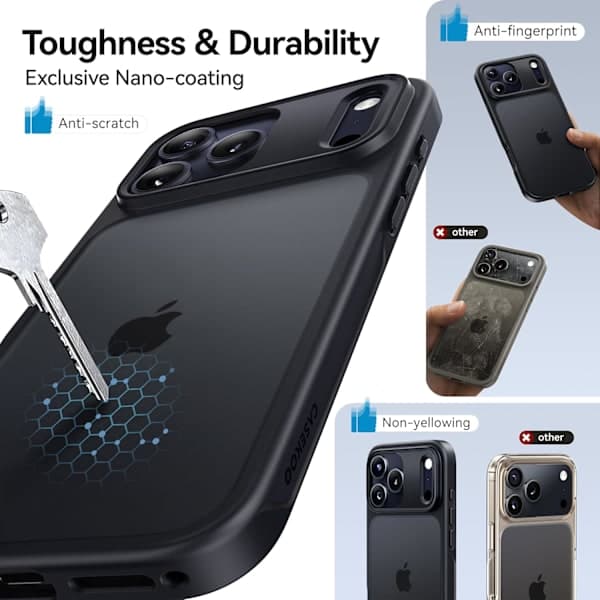 Compatible iPhone 17 Pro Max Case Matte Finish Protective Phone Cover Anti-Fingerprint Thin Slim Hard Shell - Black