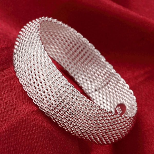 Gode Tilbud 925 Sterling Sølv Flettet Mesh Armbånd for Kvinner Stort Salg Smykker BN12