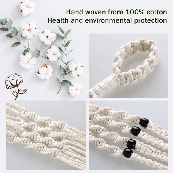 Macrame-kasvinripustin Valkoinen Käsintehty puuvillaköysi Sisä- ja ulkokäyttöön ripustettava kukkaruukku 15