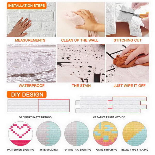 (SC)Innovative Interior Solution, Premium 3D Wall Panels, Self-Adhesive Design for Easy Installation, High-Quality Eco-Friendly XPE Foam