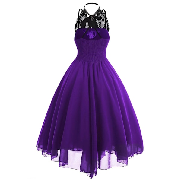 Goth Tøj Steampunk Kvinder Rockabilly Kjoler A-linje Kjole Blondekjole - Jxlgv Lilla 4XL Purple