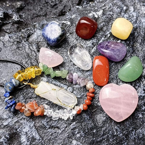Helbredende Krystal Sæt Ædelstene Gave Begyndere Chakra Stene Spirituel til Kvinder Rå Ædelsten Dække Ægte Æske Halsk Armbånd Am