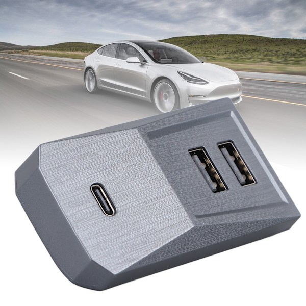 USB-hub för handskfack, multiport, stabil överföring, praktisk bil-dockningsstation, ersättning för Tesla Model 3 Y